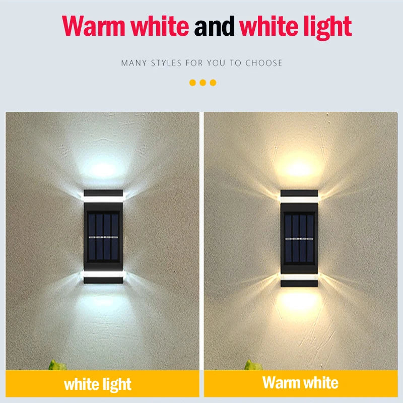 Lampe murale solaire extérieure étanche à énergie solaire éclairage haut/bas pour jardin cour décoration extérieure de la maison IP65 lumière de chemin solaire