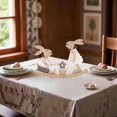 Easter Party Wooden Seesaw Rabbit Ornament Creative Easter Household Decor Painted Graffiti Handicrafts Happy Easter Party Decor