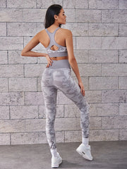 Solomon-Ensemble de sport camouflage pour femme, vêtements de fitness, leggings taille haute, soutien-gorge d'entraînement, yoga, 2 pièces