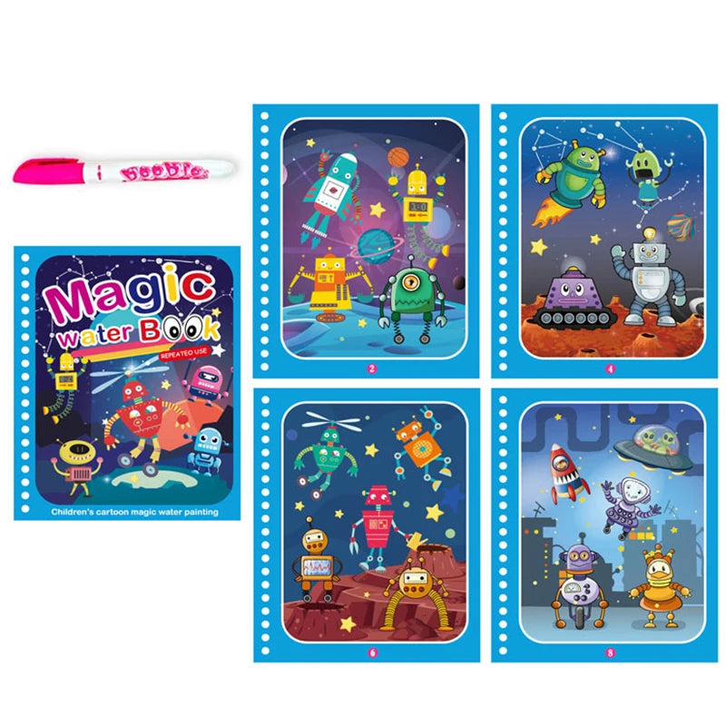 Jouets d'éducation précoce pour enfants, livre magique avec stylo, dessin à l'eau, jouets Montessori, livre de coloriage réutilisable, livre de dessin magique