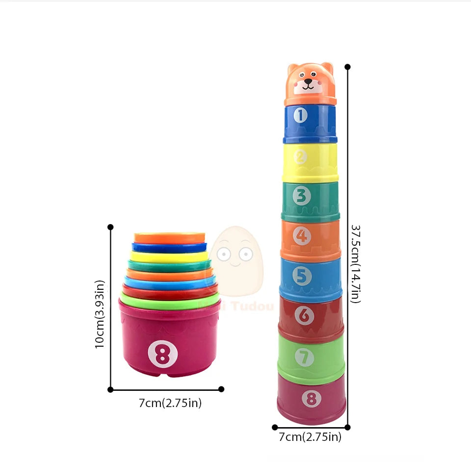 Jouets pour bébé, tasse empilable, dessin animé, apprentissage éducatif précoce, couleur, nidification, tri, bain-douche, jeu d'eau et de sable pour enfants