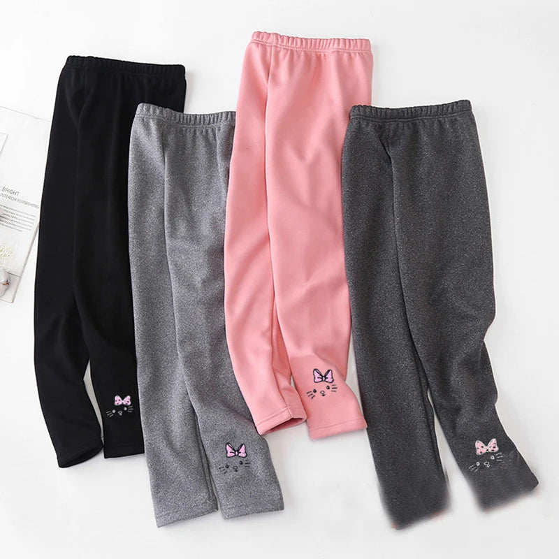 Thick and warm velvet leggings for girls aged 2 to 8 years, tights with a knee-length hem, for children, autumn and winter