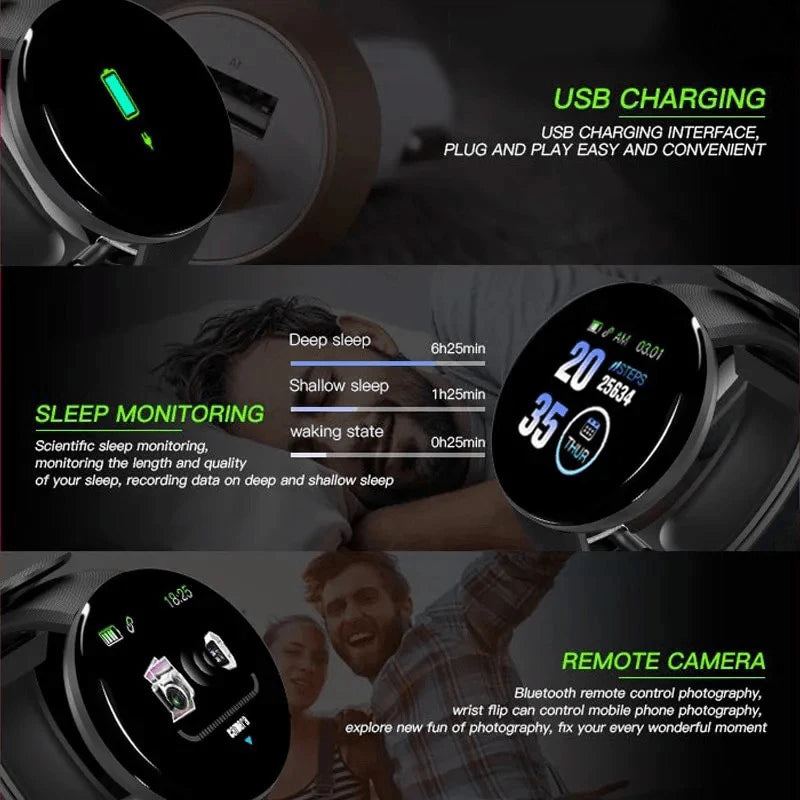 2025 New D18 Multifunctional Smart Watch for Women, Bluetooth Connected Phone, Music, Fitness, Sports Bracelet, Sleep Monitor Smartwatch