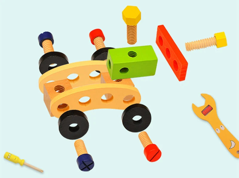 Jouets éducatifs Montessori pour enfants, boîte à outils en plastique et bois, ensemble de jeu de Simulation, assemblage de vis d'écrou, outil de charpentier de Simulation