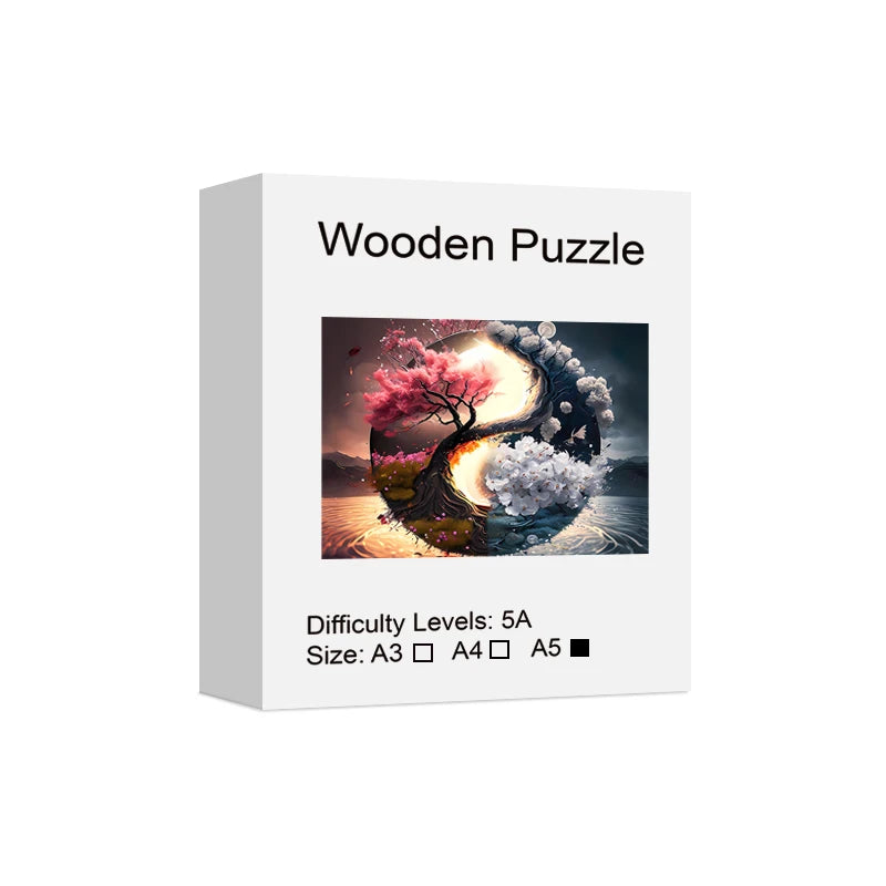 Puzzle en bois créatif Yin Yang soleil, lune, arbre de vie, décoré à la main, amusant pour explorer les puzzle, jouets éducatifs, cadeau d'anniversaire