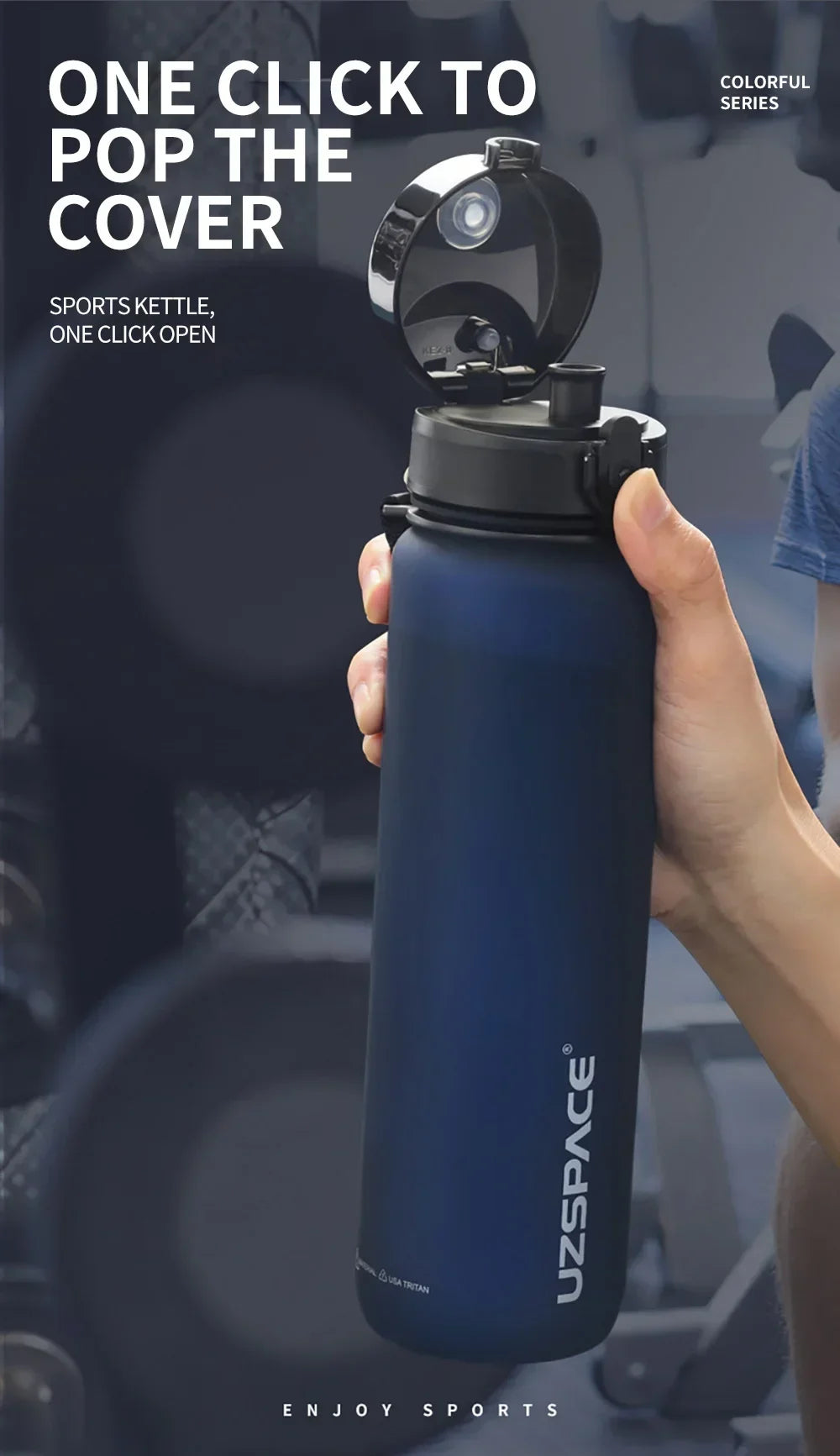 Bouteille d'eau portable sans BPA pour enfants et adultes, haute qualité, 500ml, 1000ml, cuillère à soupe de sport, clics amicaux, HI