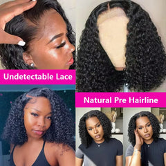 100% cheveux humains lâche vague profonde courte Bob perruques cheveux humains 13x4 Transparent dentelle avant perruque 16 pouces 200 densité perruque vietnamienne