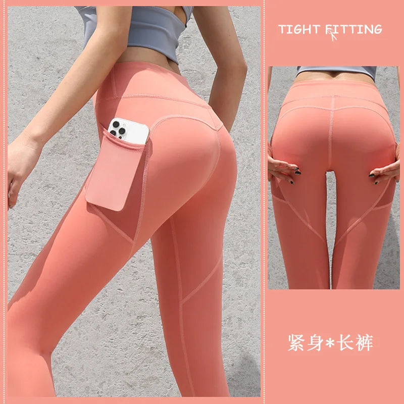 Pantalons de Yoga avec poche pour femmes, Leggings pour Fitness, en Nylon, taille haute, longs, collants Push UP, vêtements de gymnastique, 2024