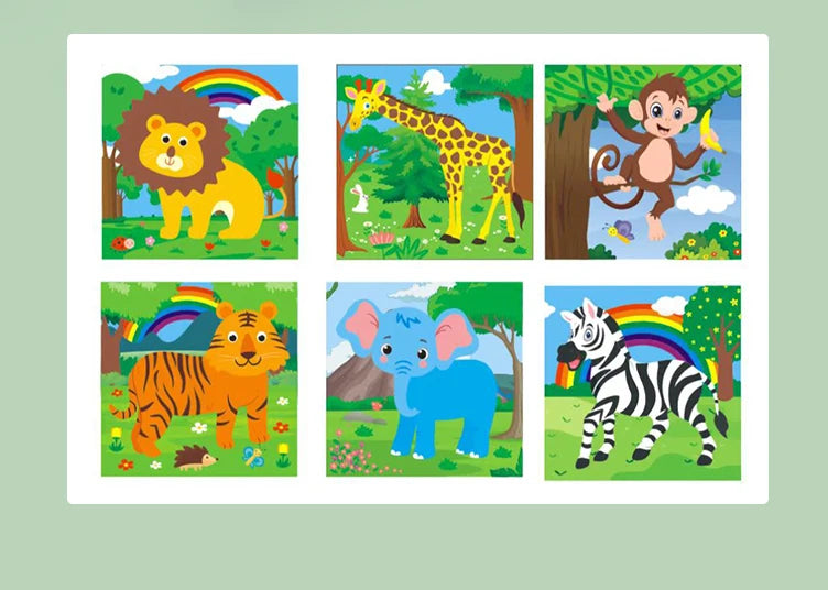Puzzle en bois peint à Six côtés, blocs de construction tridimensionnels pour animaux de la circulation, jouet éducatif pour l'éducation précoce
