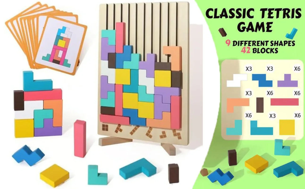 Puzzle en bois, jeu d'empilage pour activité de rassemblement familial, casse-tête STEM pour enfants et adultes, éducatif sensoriel Montessori