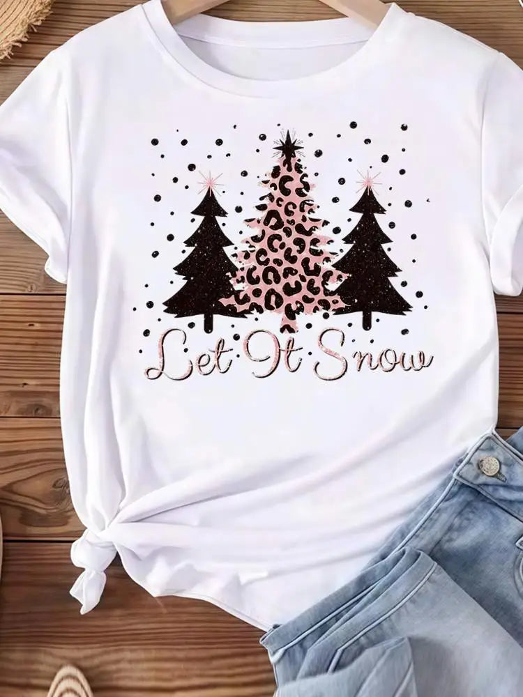 Vêtements de noël vacances imprimé mode nouvel an femmes T-shirts aquarelle arbre mignon haut joyeux T-shirts vêtements graphiques T-shirts
