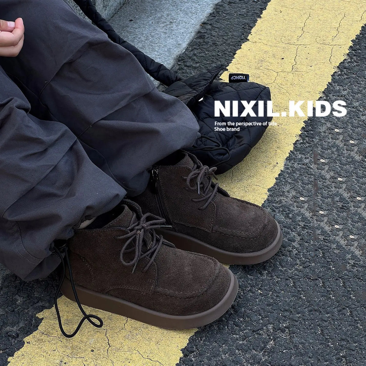 Bottes de neige en cuir véritable pour enfants, peluche, daim, semelle souple, rinçage, extérieur, chaud, garçons, filles, taille 22-33, hiver