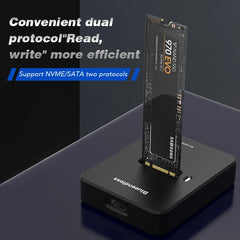 10Gbps M.2 NVMe/SATA SSD Enclosure, External Read and Write Docking Station for PC, 4TB Dual Protocol Solid State Adapter