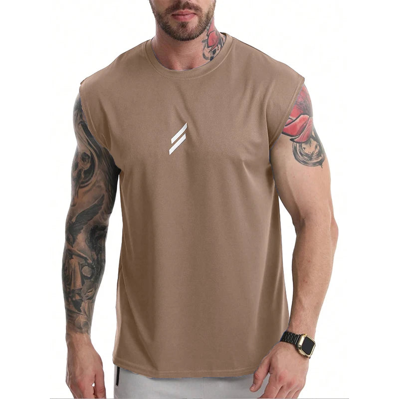 Camiseta deportiva sin mangas para hombre, chaleco de secado rapido, transpirable, ample, pour training, Verano