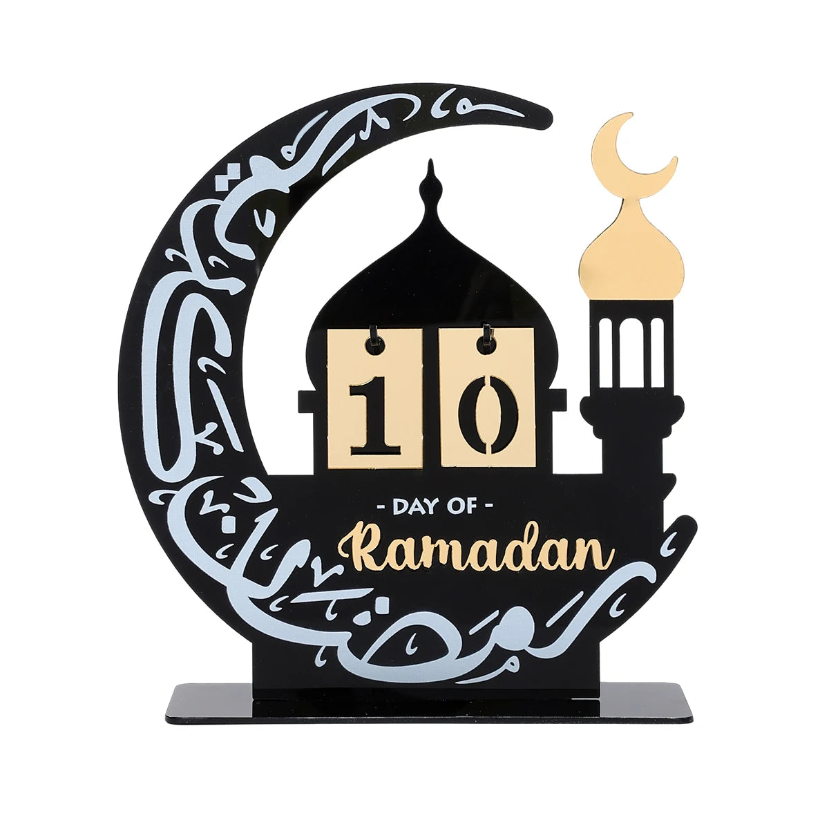 Calendrier de compte à rebours en acrylique pour Ramadan, ornements, cadeaux Eid Mubarak, décor pour la maison, fournitures de fête musulmane islamique 2025 Kareem