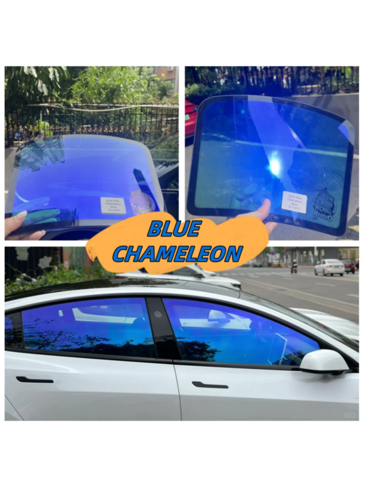 Film caméléon bleu 50/76/100cm, largeur 50/76/100cm, pour vitres de voiture, teinte Chanage, autocollant en verre, feuilles de protection décoratives solaires