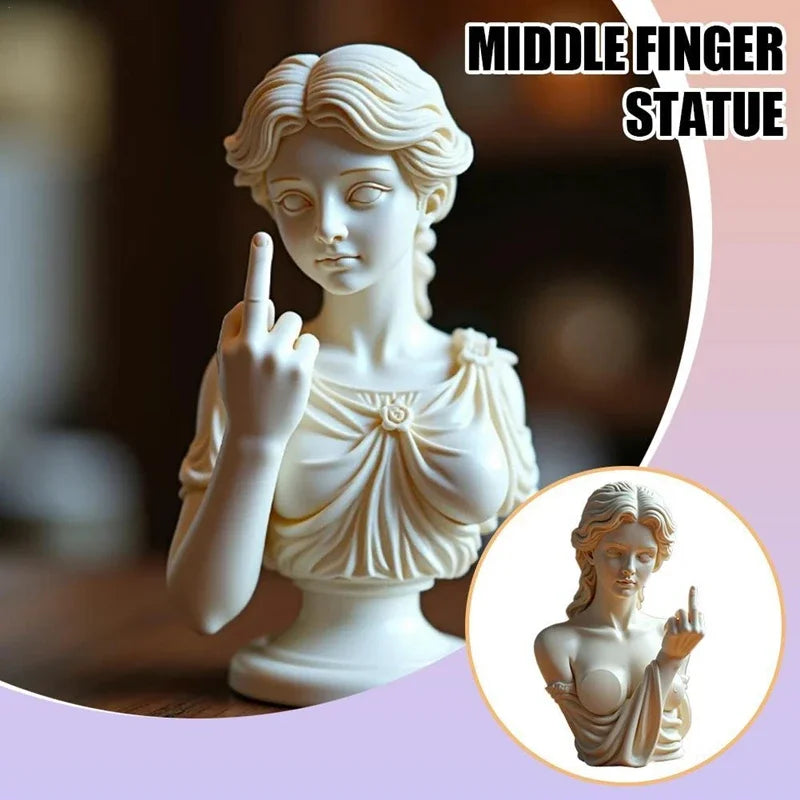 Statue de déesse de Vienne drôle en résine, Sculpture offensive du doigt du milieu, Figurines de bureau Medusa, nouveauté, cadeau artistique, décoration de maison