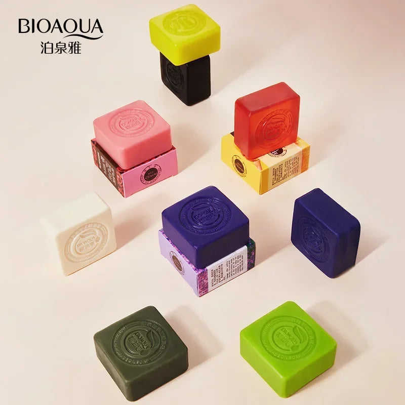 Savons aux huiles essentielles Bioaqua au miel, rose, jasmin, aloé, matcha, myrtille, lavande, charbon de bambou, savons en bambou noir
