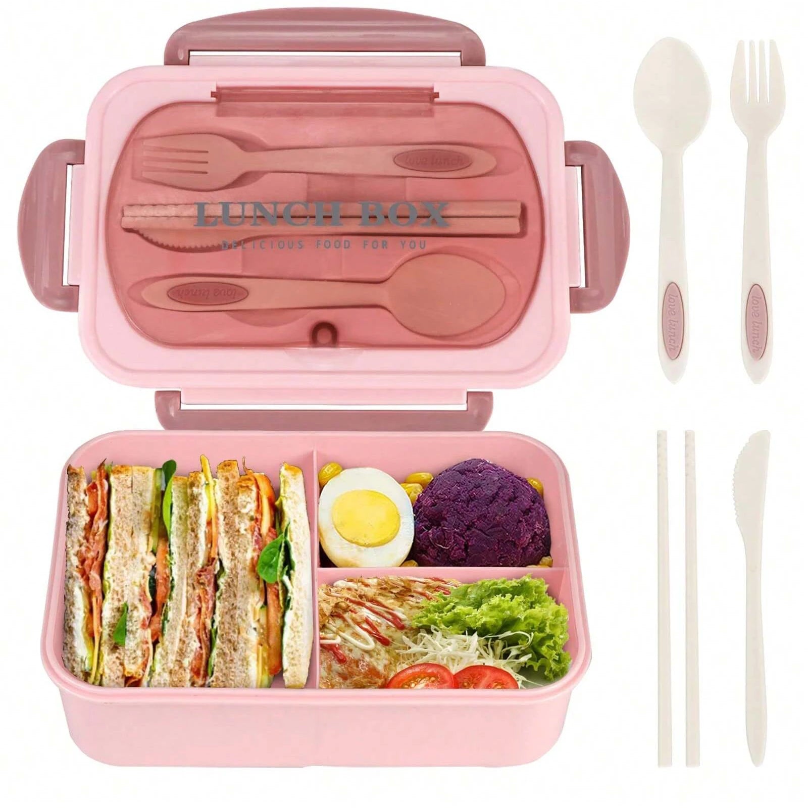 Boîte à Bento pour adultes, conteneurs pour adultes, hommes et femmes avec 4 compartiments, récipient alimentaire pour la rentrée scolaire