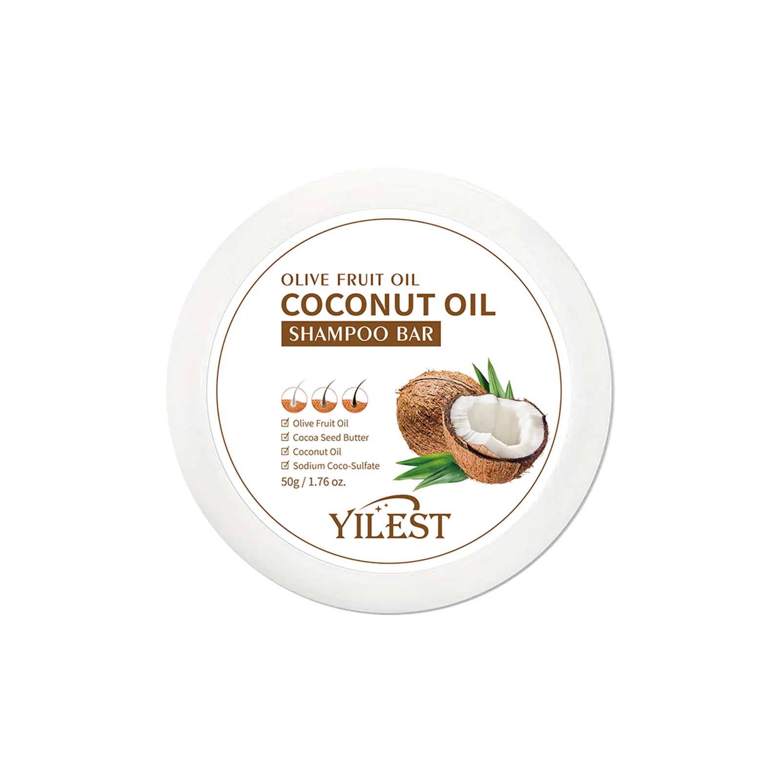 Shampoing à l'huile de noix de coco naturelle biologique, savon solide fait à la main, nourrit les cheveux, Anti-frisottis, assombrissant, renforcement des cheveux, soins capillaires