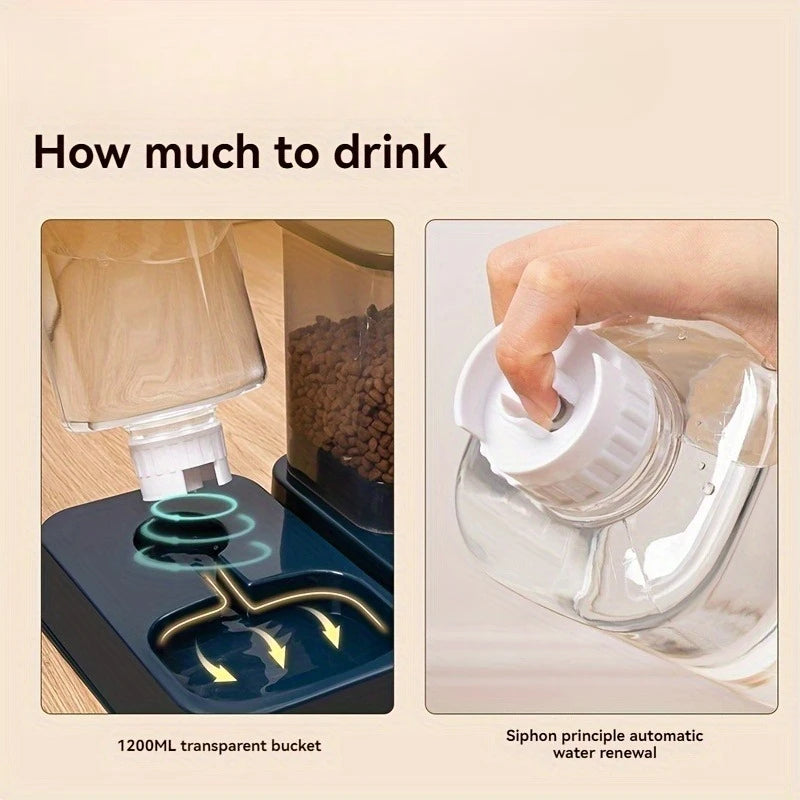 Automatic cat and dog feeder with water dispenser, pet bowl and drinker, intelligent portion control for cats and dogs, battery-free