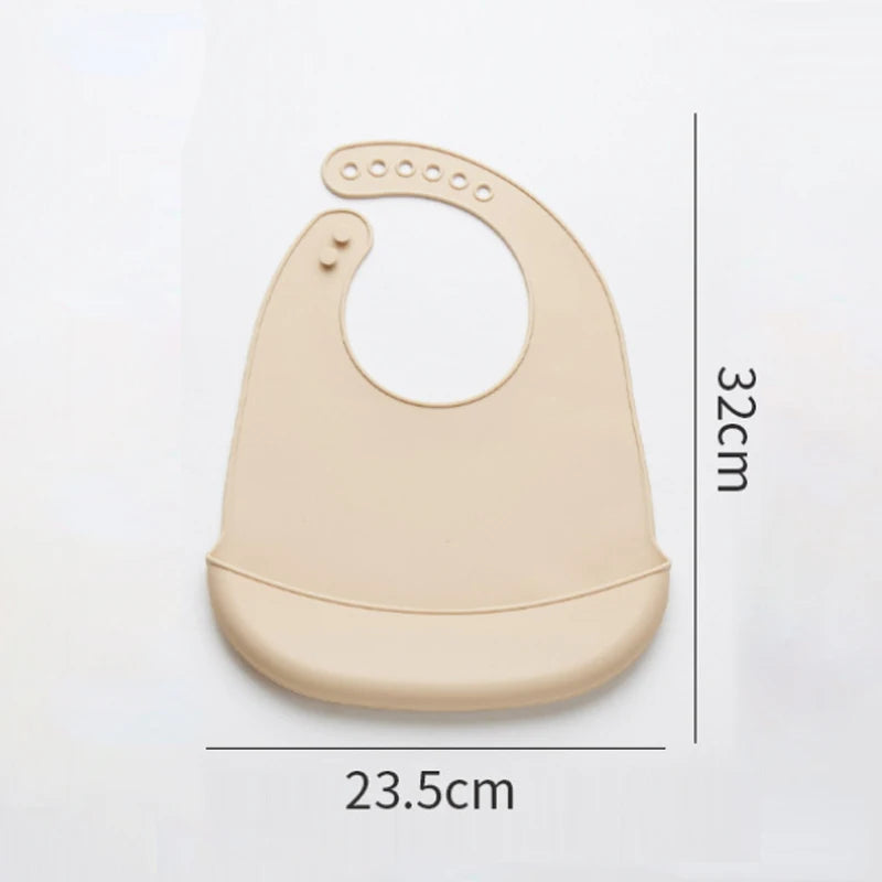 Bavoirs imperméables en Silicone pour bébés, couleur unie, réglage à 6 vitesses, poche de salive, tissus à roter pour enfants, accessoires pour nouveau-nés
