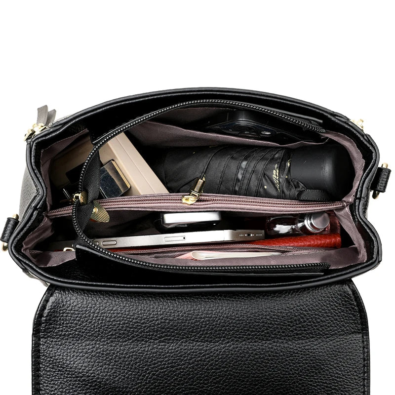 Women's soft leather top-handle bags, luxury design, insider messenger bags, high-quality handbags and purses, CommConsul Handbag 