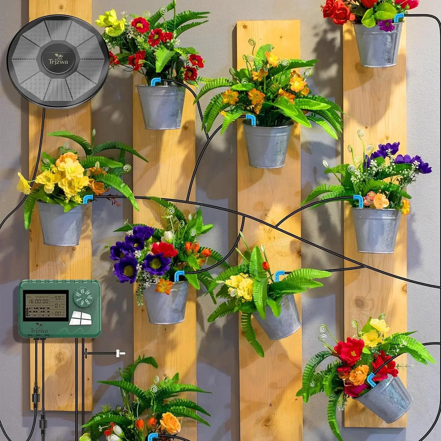 Kit de système d'irrigation goutte-à-goutte solaire pour plantes de jardin avec écran d'affichage, minuterie d'arrosage automatique de voyage bricolage, dernier cri