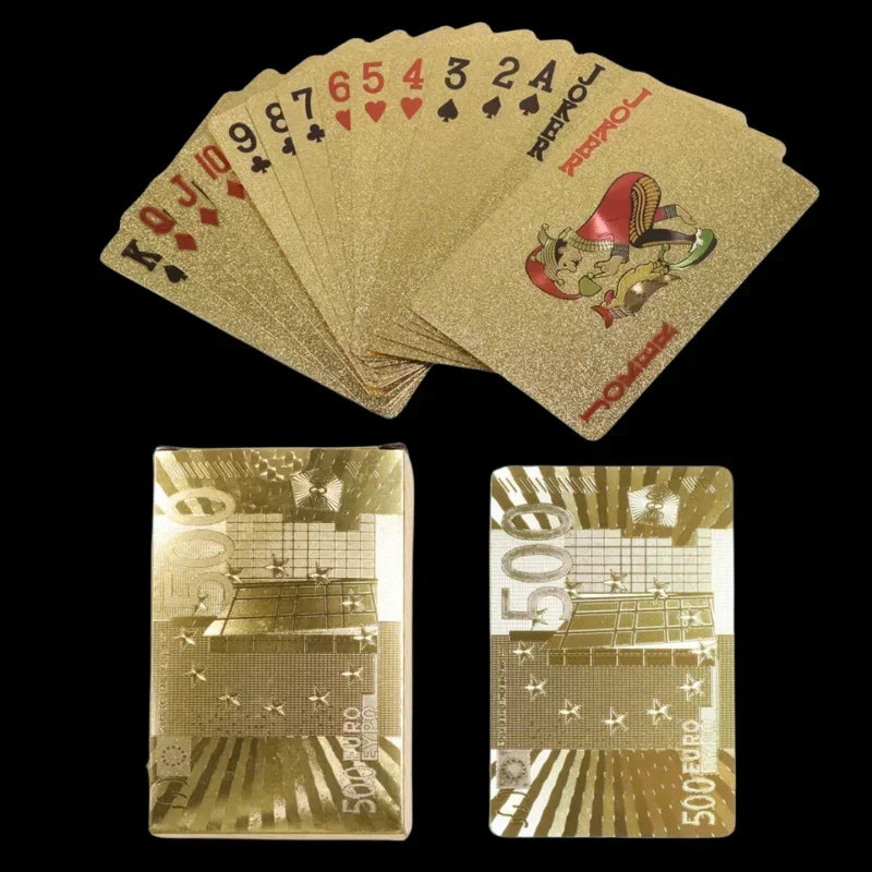 Carte de Poker en feuille d'or cartes à jouer en plastique de Style européen accessoires jeu de cartes étanches outils magiques