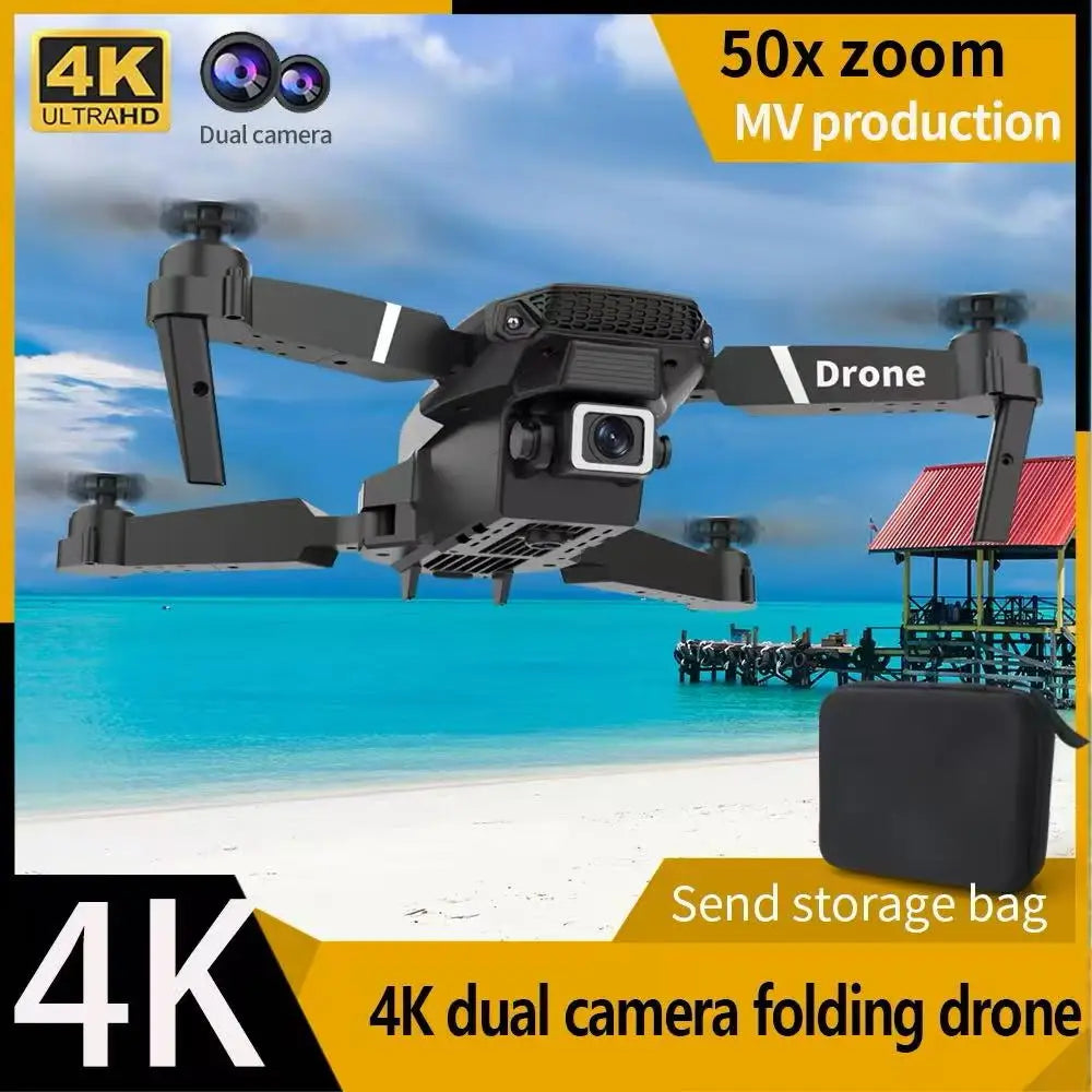 E88 4K Professional Drone, Wide-Angle HD Camera, WiFi FPV, Altitude Hold, Foldable RC Quadrotor Helicopter, Children's Toys (Camera Not Included)