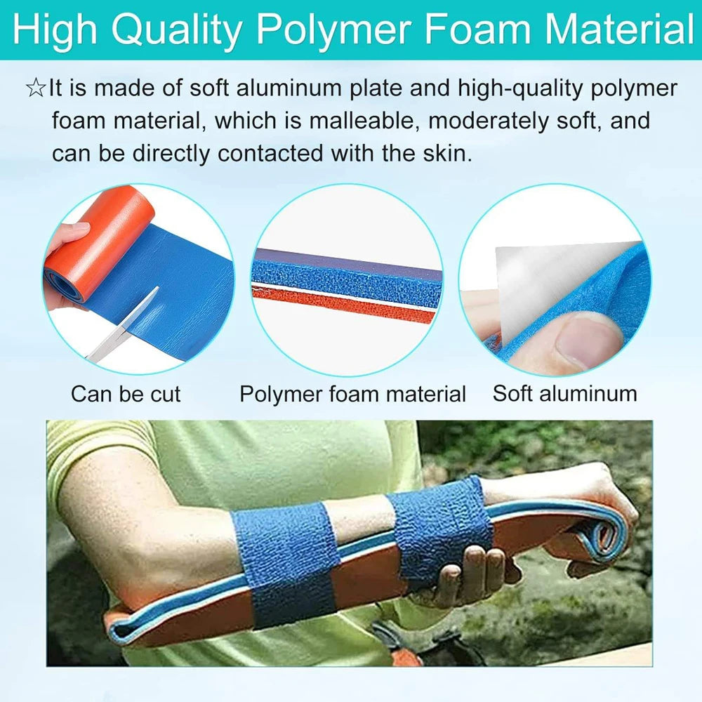Rouleau d'attelle universelle en aluminium pour premiers secours, polymère de survie médicale pour fixation, Kit médical d'urgence en os, voyage en plein air