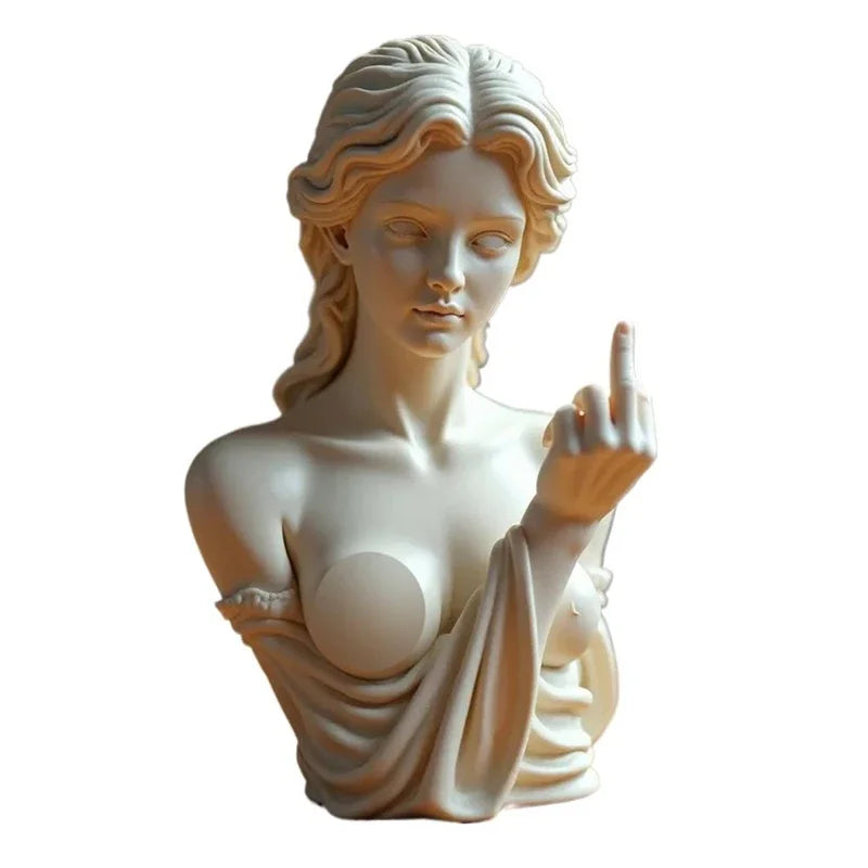 Statue de déesse de Vienne drôle en résine, Sculpture offensive du doigt du milieu, Figurines de bureau Medusa, nouveauté, cadeau artistique, décoration de maison