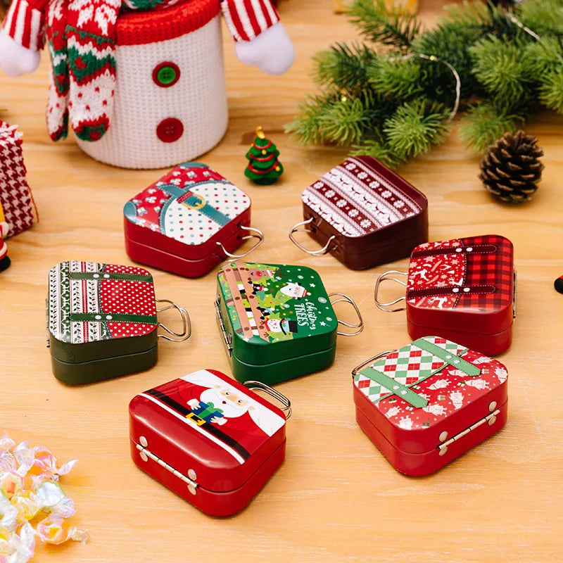 Metal storage box for Christmas decoration, handbag shape, 18 jars, jewelry case, children's gift, storage boxes, open Christmas party, 2024
