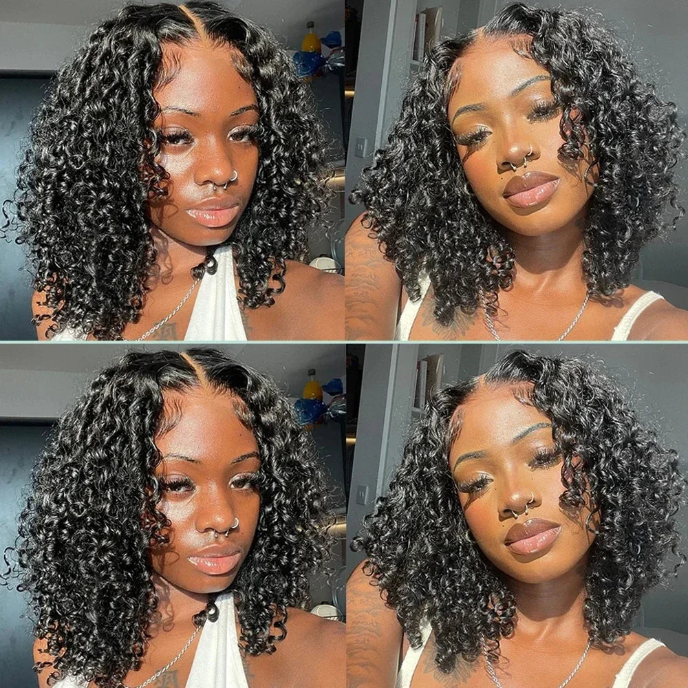 100% cheveux humains lâche vague profonde courte Bob perruques cheveux humains 13x4 Transparent dentelle avant perruque 16 pouces 200 densité perruque vietnamienne