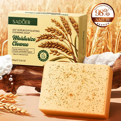 Savon de nettoyage exfoliant naturel à l'avoine biologique, fait à la main, pour le corps et le visage, nettoyage en profondeur, éclaircit la peau tendre, rétrécit les Pores