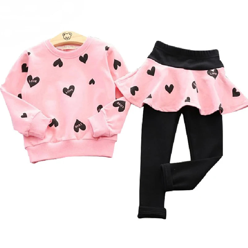 Ensemble de vêtements pour petites filles, t-shirt, jupe, Legging, pantalon, tenues, costume de Sport pour enfants filles, automne et printemps