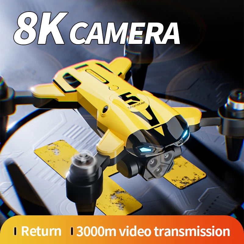Drone professionnel M5 8K avec trois caméras grand angle, évitement d'obstacles, GPS 5G, positionnement du flux optique, quadrirotor RC sans balais
