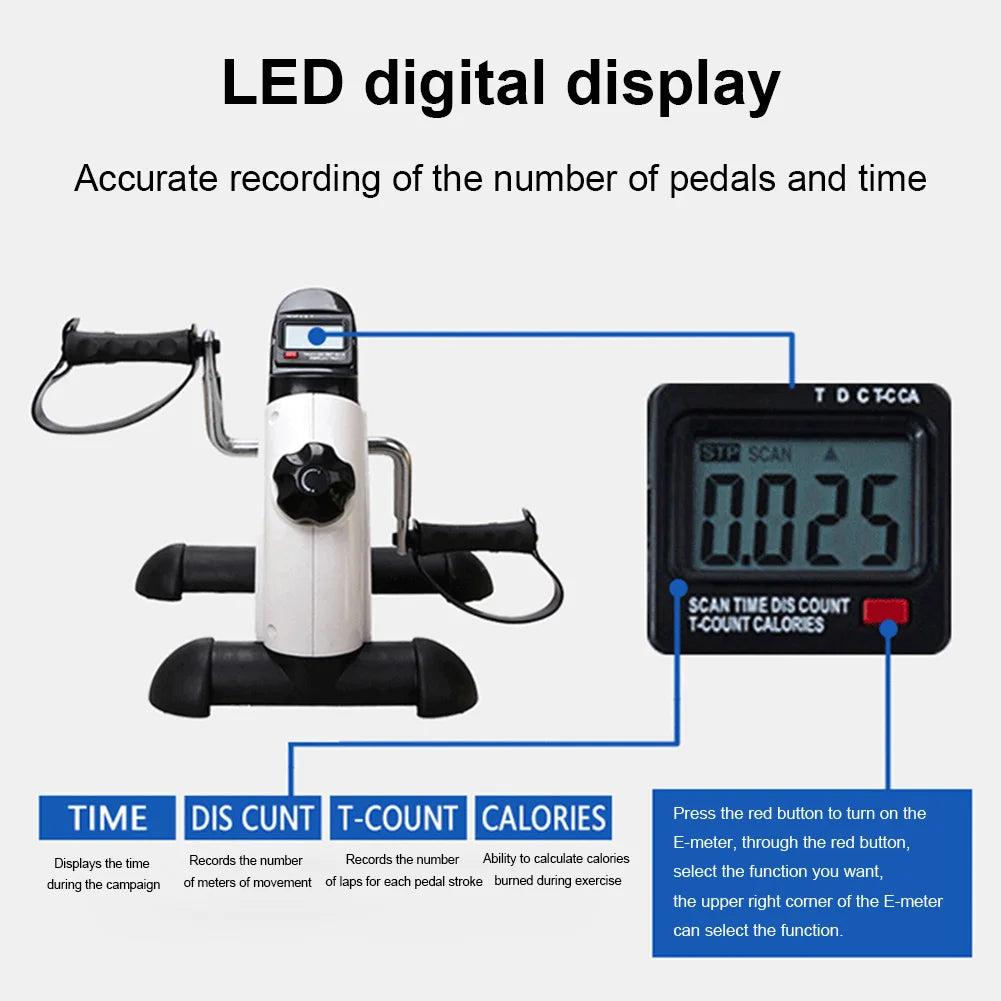 Mini entraîneur de bras et de jambes de vélo d'exercice, machine d'exercice de pédale de pied réglable, écran LCD, entraîneur de pédale portable pour le bureau à domicile