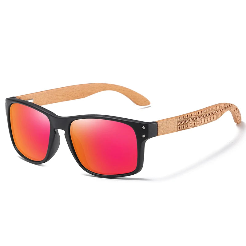 XSW-Lunettes de soleil polarisées faites à la main en bois de hêtre pour hommes, lunettes de soleil de conduite en plein air, charnière renforcée, design de marque, 5527