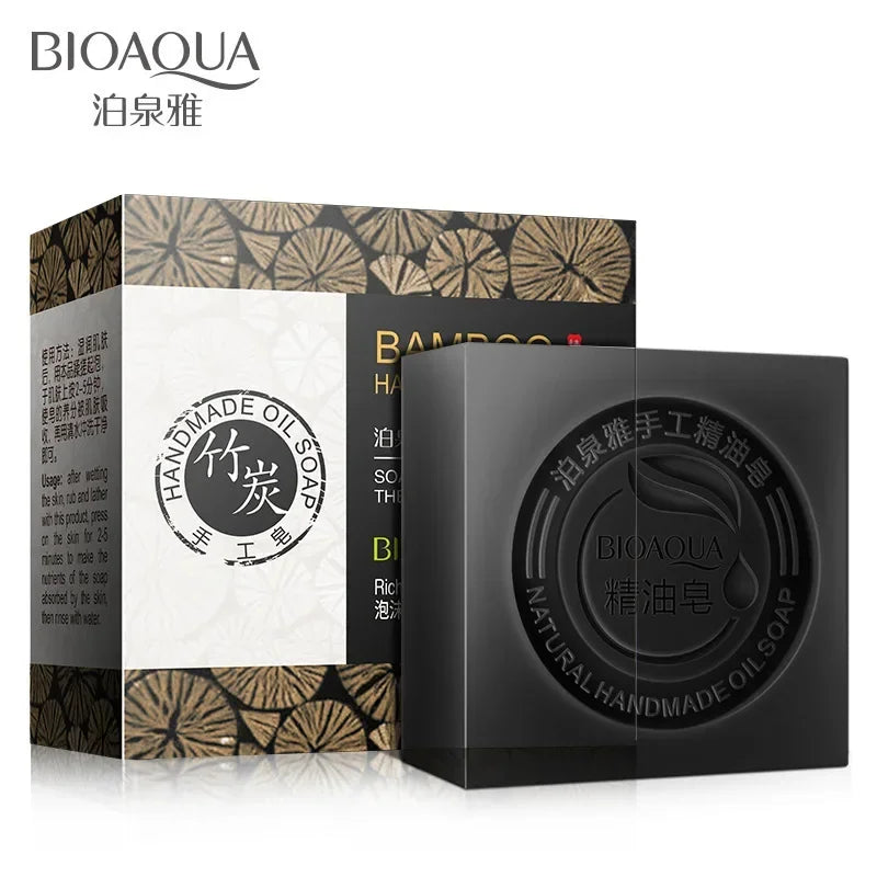 Savons aux huiles essentielles Bioaqua au miel, rose, jasmin, aloé, matcha, myrtille, lavande, charbon de bambou, savons en bambou noir