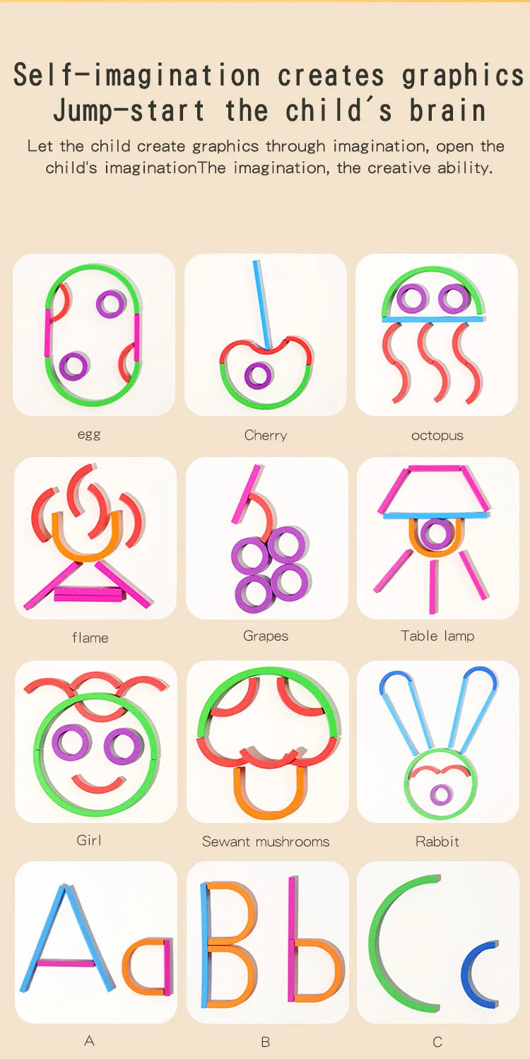 Jouets de puzzle pour l'éducation précoce des enfants, anneaux créatifs en bois, bâtons, puzzles, formation à la pensée logique abstraite, parent-enfant