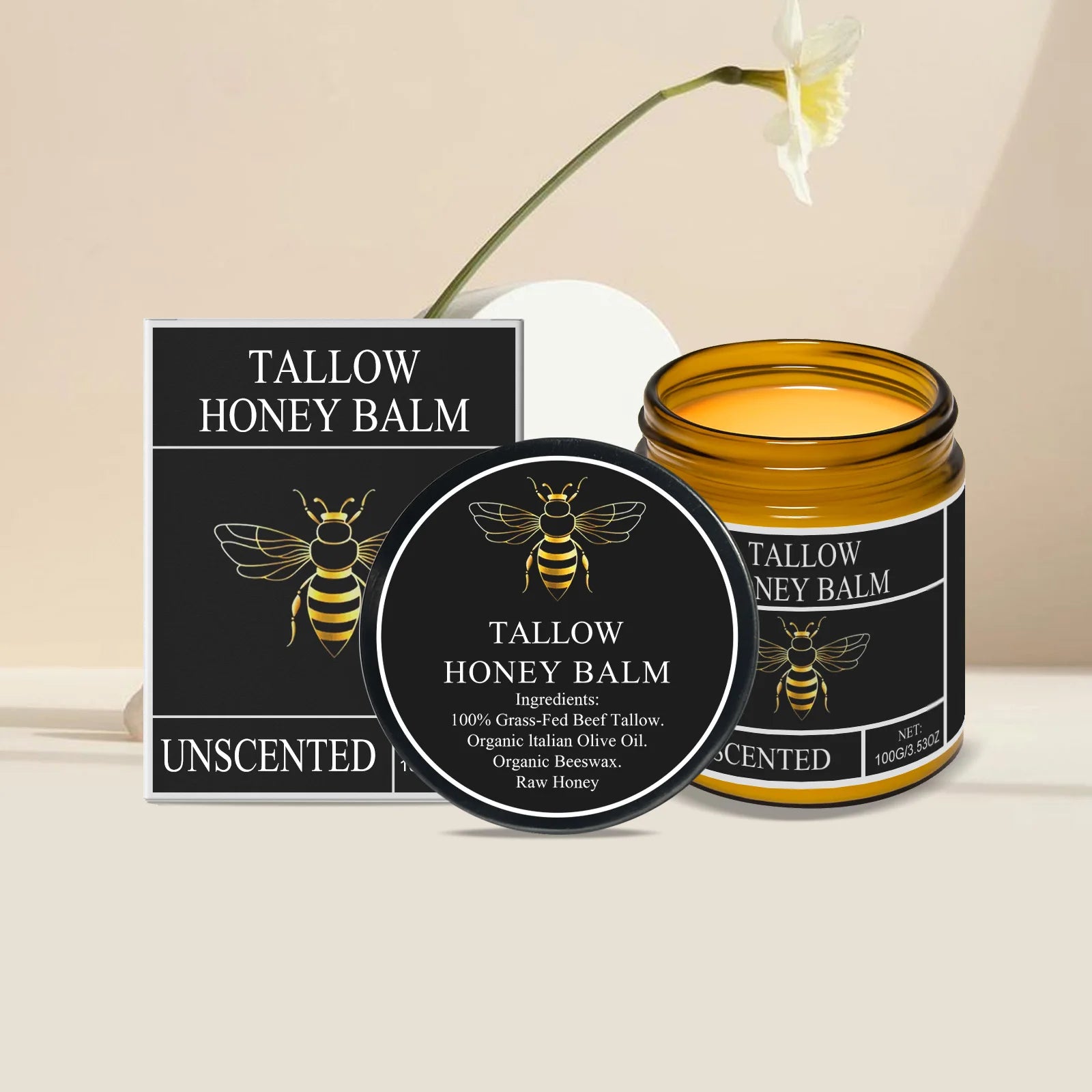 Tallow de boeuf pour la peau Tallow et baume au miel herbe biologique alimenté crème hydratante pour le visage fouettée Lotion pour le corps hydratante en profondeur