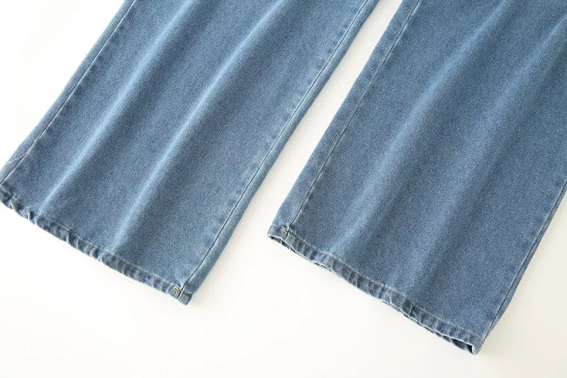 MUJER 2025 Women's Blue Baggy Jeans for Women, High Waisted Mom Jeans, Wide Leg Denim Pants, Summer Jeans