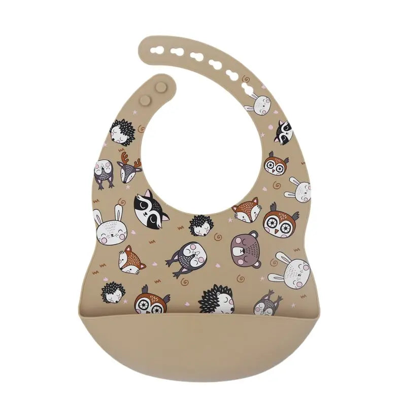 Nouveauté bavoirs en silicone pour bébé impression en silicone bavoir pour nouveau-né alimentation rot tissu avocat zoo tracteur impression vaisselle