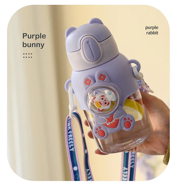 Tasse d'eau d'été Kawaii de 600ML pour enfants, tasse en paille antichute de grande valeur pour garçons et Cirls, bouilloire pour bébé aller à l'école