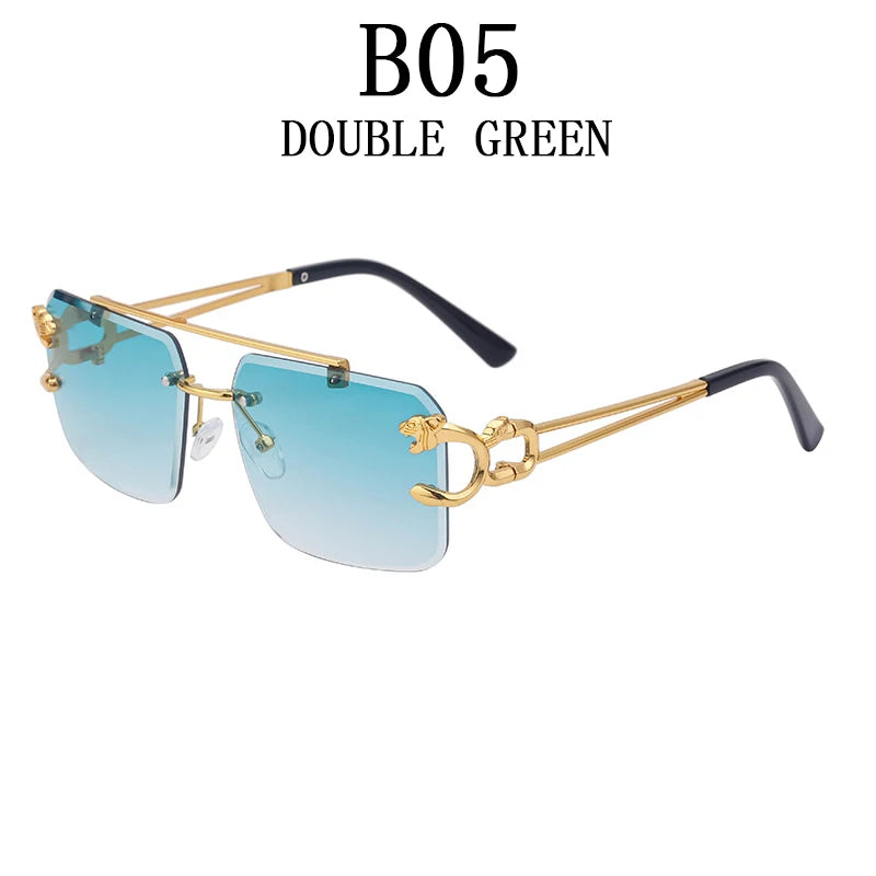 Frameless square wooden sunglasses for men and women, vintage, fashionable, luxury, retro, 2023