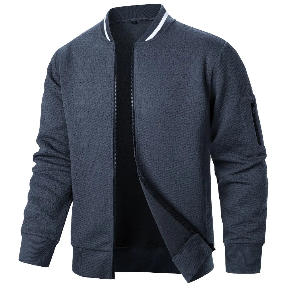 Veste de Baseball pour hommes, Streetwear, nouvelle mode d'automne, vestes décontractées de couleur unie pour hommes, manteau en tissu Jacquard pour hommes
