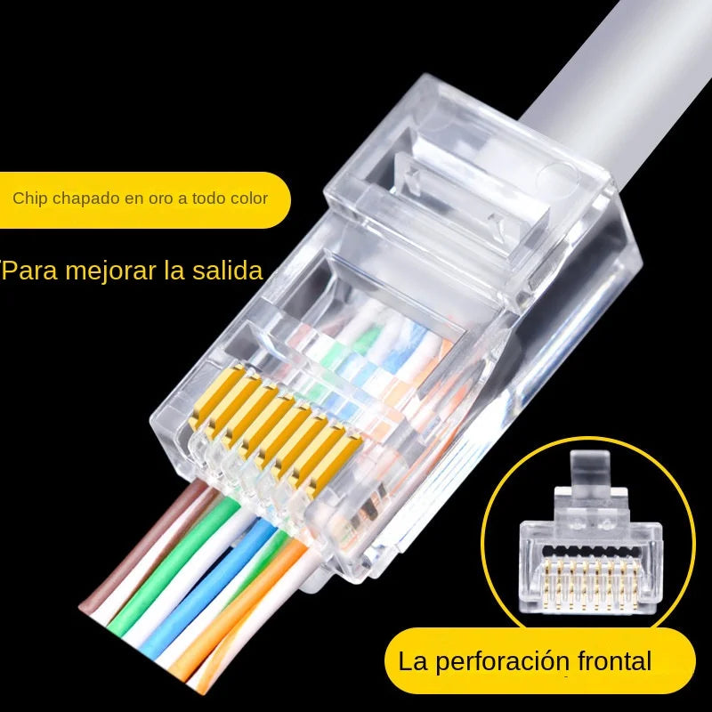 Connecteurs de passage RJ45 CAT6 CAT5e, 100 pièces/lot, extrémité en cristal plaquée or, sertissage 8P8C, prise modulaire de réseau Ethernet Standard UTP