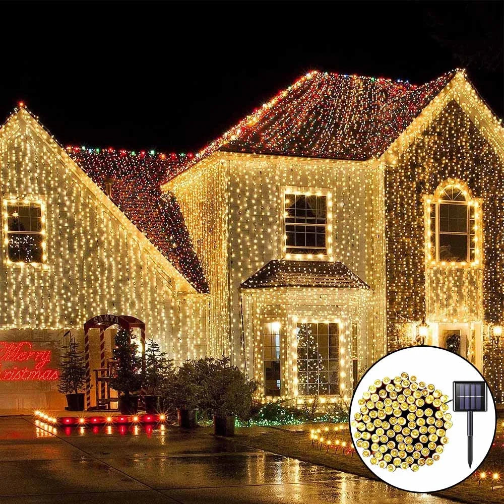 Guirlande solaire d'extérieur étanche, 8 modes, pour la maison, les jardins, fête de mariage, décorations d'arbre en plein air