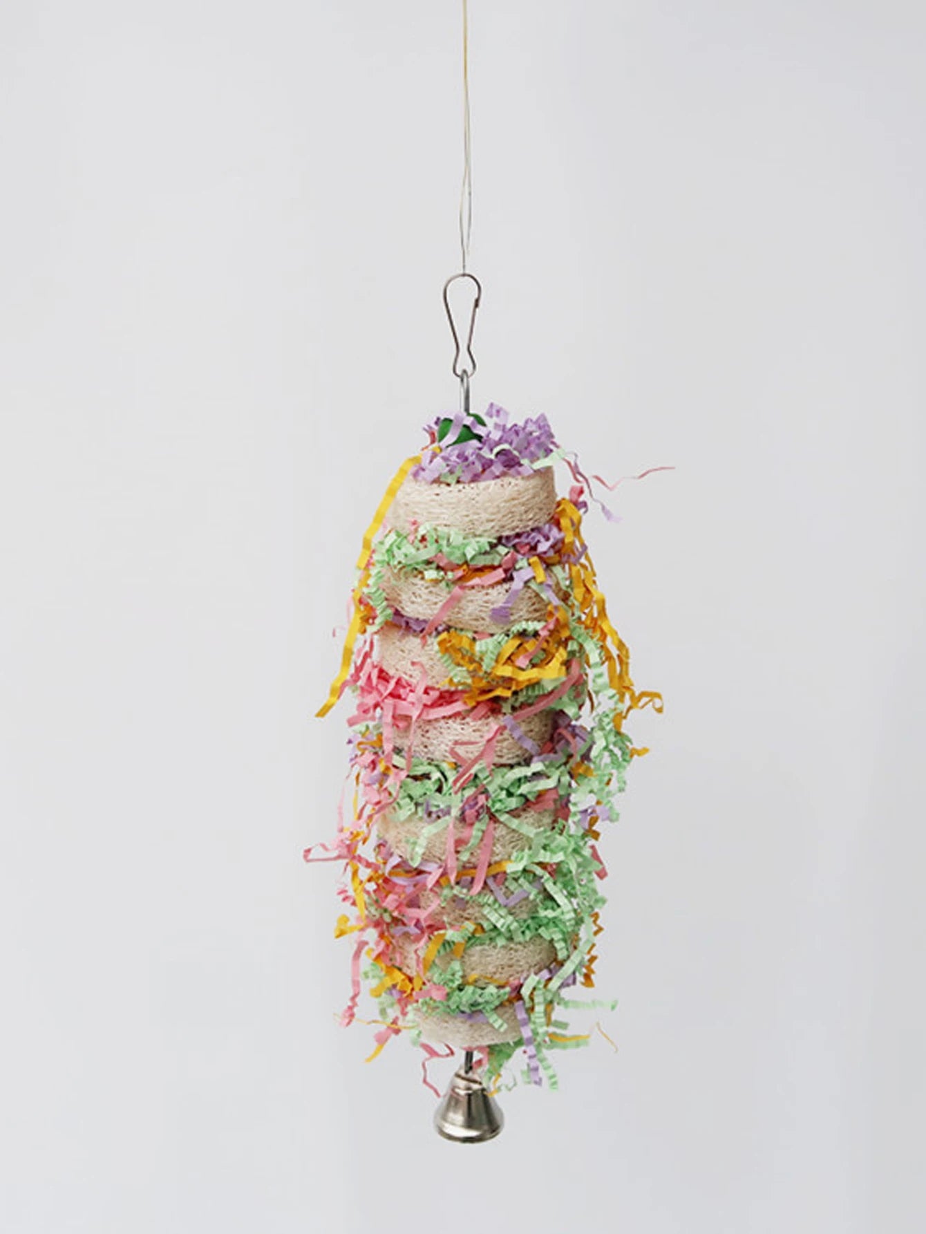 Jouets pour oiseaux amusants, jouets pour perroquets, Cage à perroquets, loofah naturel suspendu, calopsitte avec cloche, perruche, morsures d'oiseaux pour animaux de compagnie, jouets à mâcher
